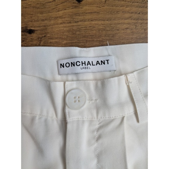 NWOT NONCHALANT LABEL Fabi Wide Leg Pleated Trousers White High Rise Pants 26x31 - Picture 5 of 16